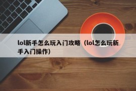 lol新手怎么玩入门攻略（lol怎么玩新手入门操作）