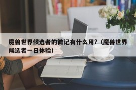 魔兽世界候选者的徽记有什么用?（魔兽世界候选者一日体验）