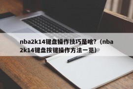 nba2k14键盘操作技巧是啥?（nba2k14键盘按键操作方法一览）